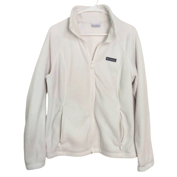 Columbia White Fleece Zip Up Jacket Size X-Large - Picture 1 of 4